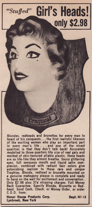 Illustration for article titled Faux Stuffed Woman's Head: For Vintage Creeps With Questionable Taste